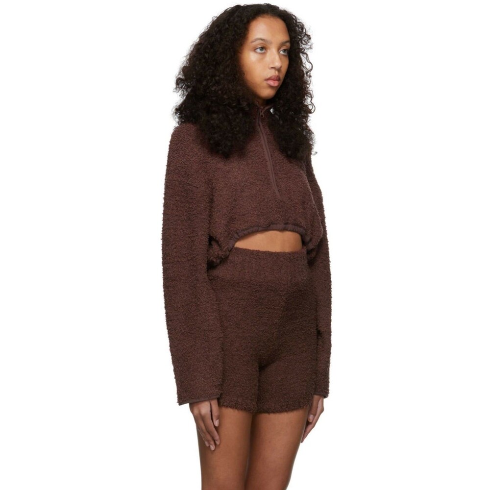 SKIMS Brown Cozy Knit Cropped Sweatshirt
